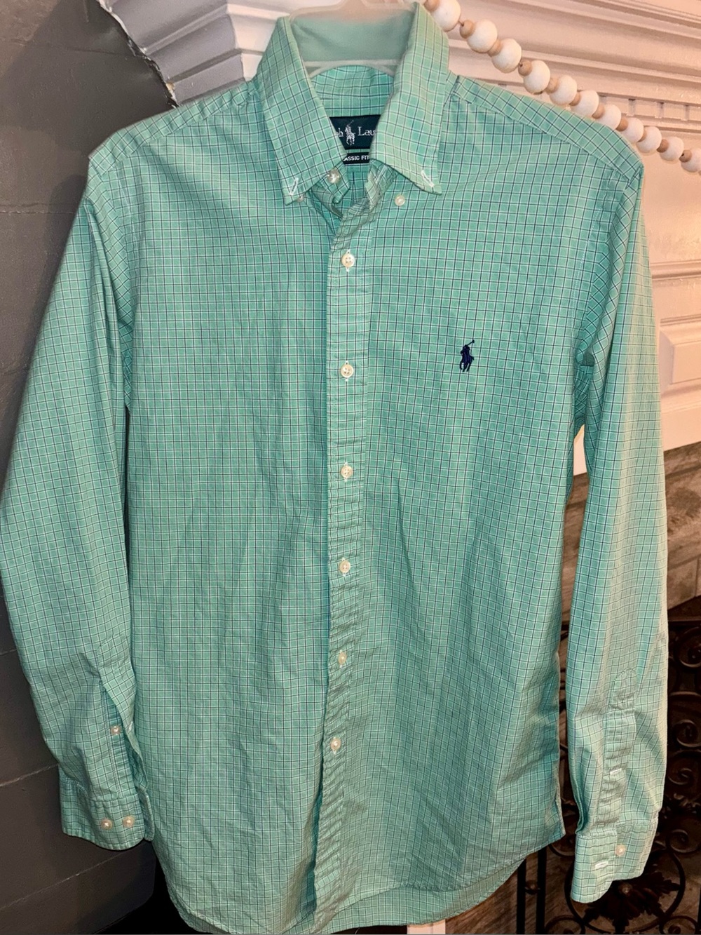 Ralph Lauren Light Mint Green Windowpane Button-Down Shirt